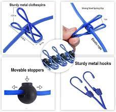 Cloth Drying Rope with Two Sided Hooks, Elastic 12 Clips